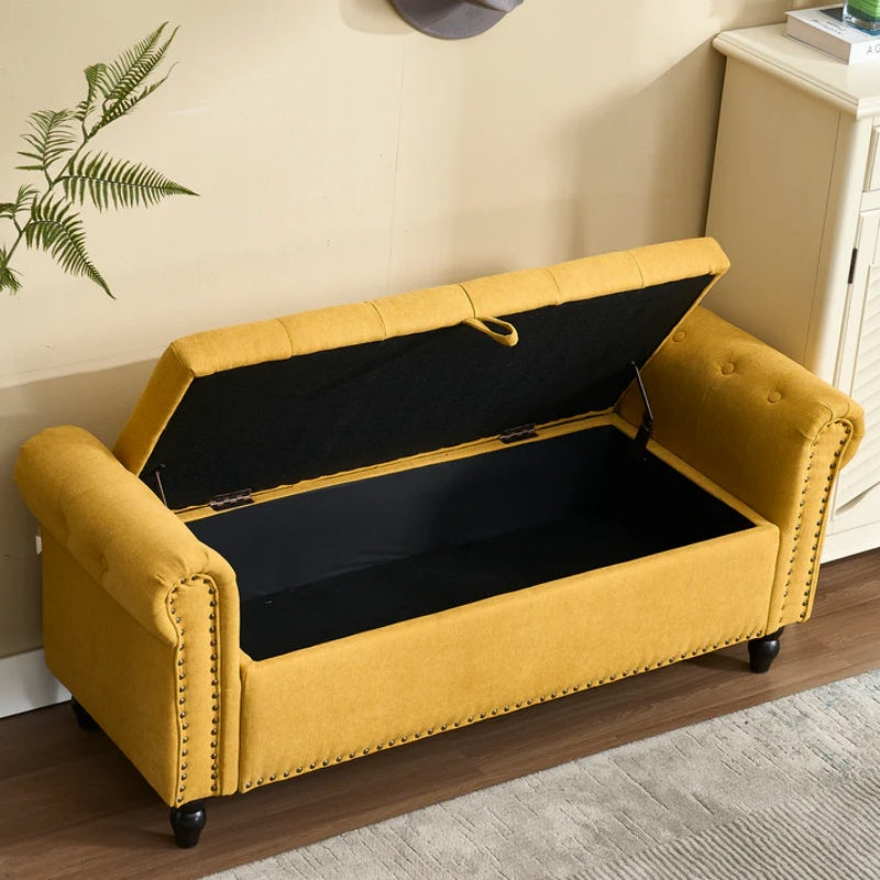 Coolmore Storage Ottoman 55.12 Inches Upholstered Fabric Storage Ottoman Bench,Button Tufted Ottoman with Storage for Living Room,Bedroom End of Bed Bench Withstands 275lbs-海智集-Default-