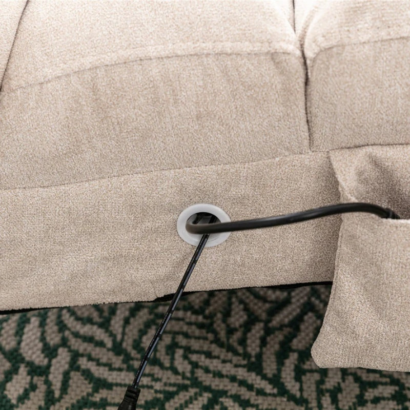 Linen Massage Chaise Lounge Indoor with Remote Control, Ergonomic Electric Massage Lounger in Beige-海智集-Default-