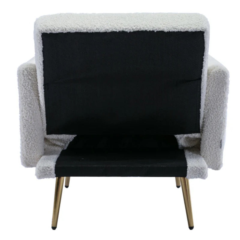 COOLMORE Velvet Accent Chair with Adjustable Armrests and Backrest, Button Tufted Lounge Chair, Single Recliner Armchair with Ottoman-海智集-Default-