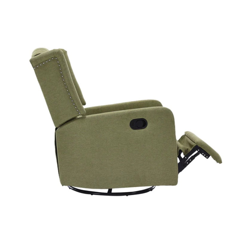 COOLMORE Rocking Recliner Chair,360 Degree Swivel Nursery Rocking Chair,Glider Chair,Modern Small Rocking Swivel Recliner Chair for Bedroom,Living Room Chair Home Theater Seat (Ovive Green)-海智集-Default-