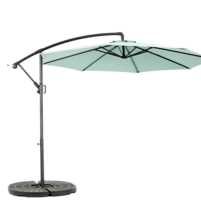 Best Choice Products 10ft Offset Hanging Market Patio Umbrella w/Easy Tilt Adjustment, Polyester Shade, 8 Ribs for Backyard, Poolside - ( Light green )(No Base)-海智集-Default-