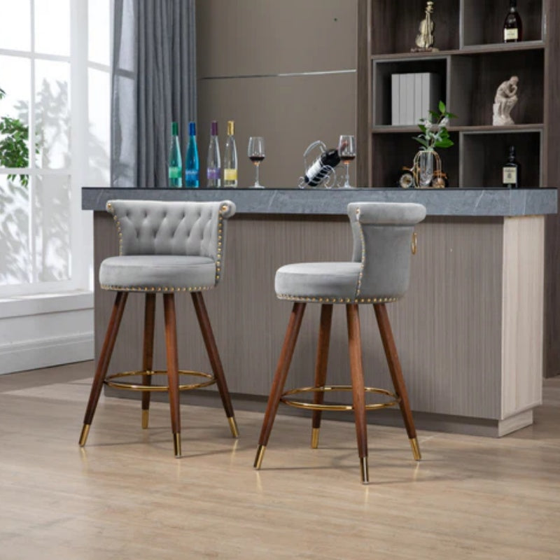 COOLMORE Swivel Bar Stools with Backrest Footrest ,with a fixed height of 360 degrees-海智集-Default-