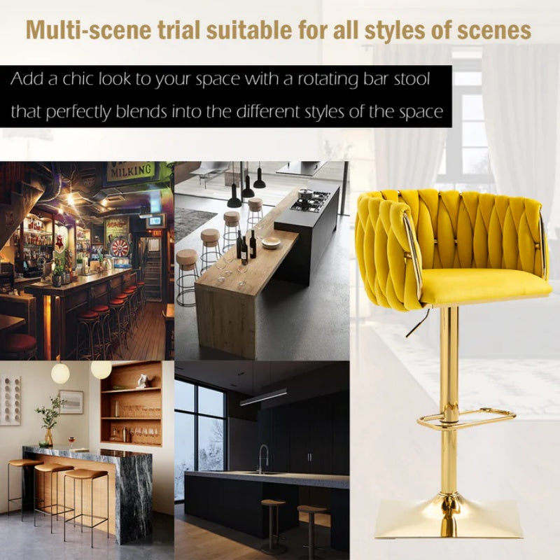 COOLMORE Vintage Bar Stools with Back and Footrest Counter Height Dining Chairs 2PC/SET-海智集-Default-