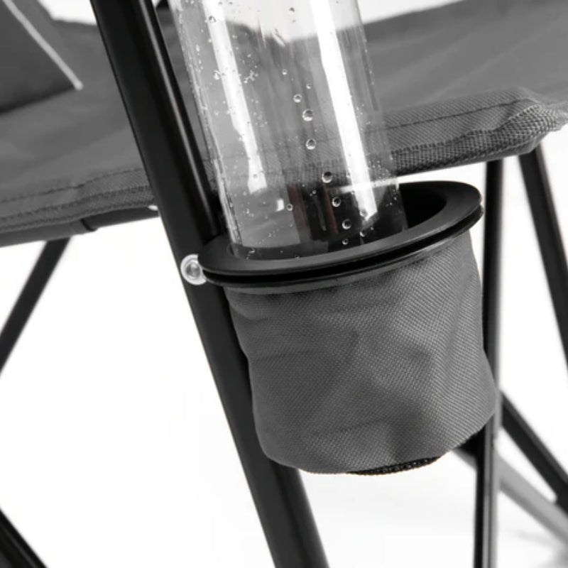 High Back Heavy Duty Lawn Chair Support 250LBS, Portable Collapsible Chair with Cup Holder -Grey-海智集-Default-