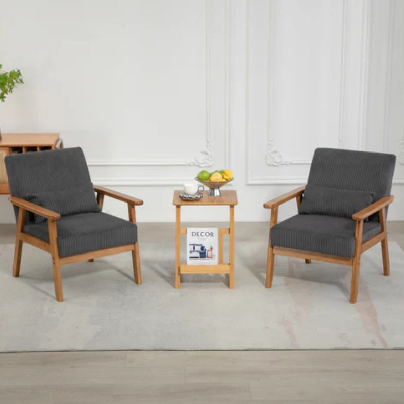 Leisure Chair with Solid Wood Armrest and Feet, Leisure chair, wood frame, velvet, l, solid rubber wood legs, Mid-Century Modern Accent chair, for Living Room Bedroom Studio chair,Two packs-海智集-Default-