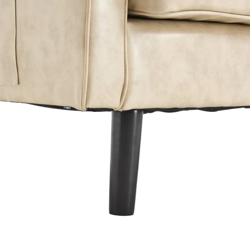 Mid Century Modern Loveseat Sofa, 2 Seater with USB & Removable Pillow Cover, Camel PU, 56.30''-海智集-Default-