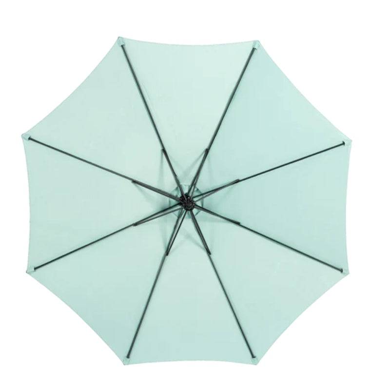 Best Choice Products 10ft Offset Hanging Market Patio Umbrella w/Easy Tilt Adjustment, Polyester Shade, 8 Ribs for Backyard, Poolside - ( Light green )(No Base)-海智集-Default-