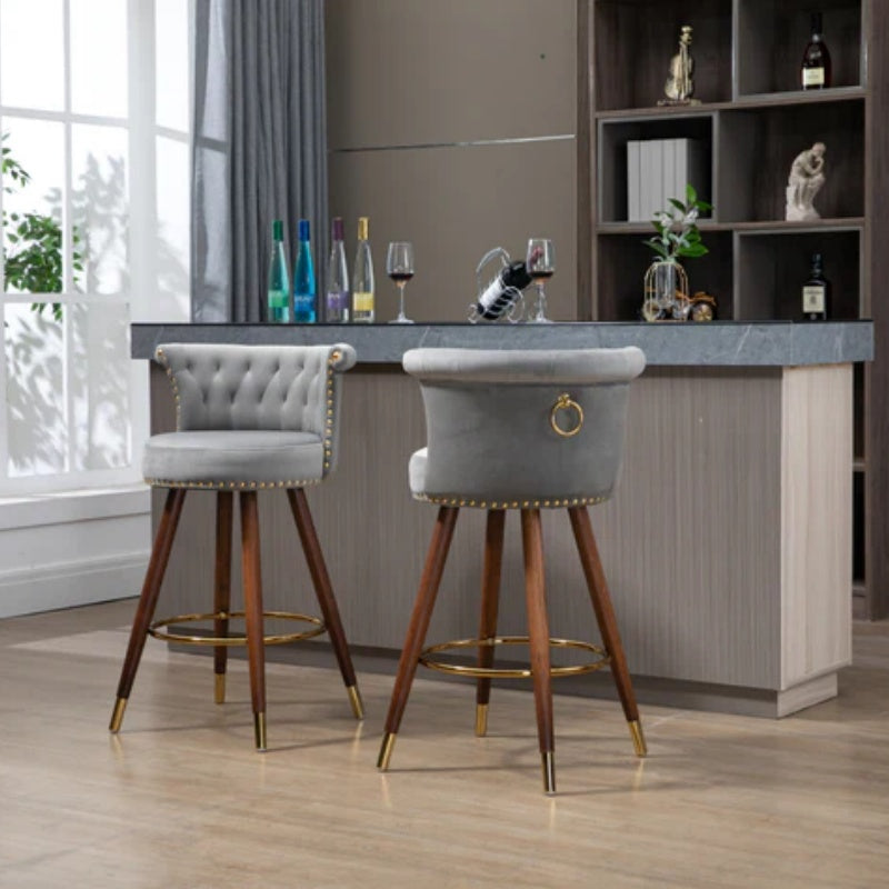 COOLMORE Swivel Bar Stools with Backrest Footrest ,with a fixed height of 360 degrees-海智集-Default-