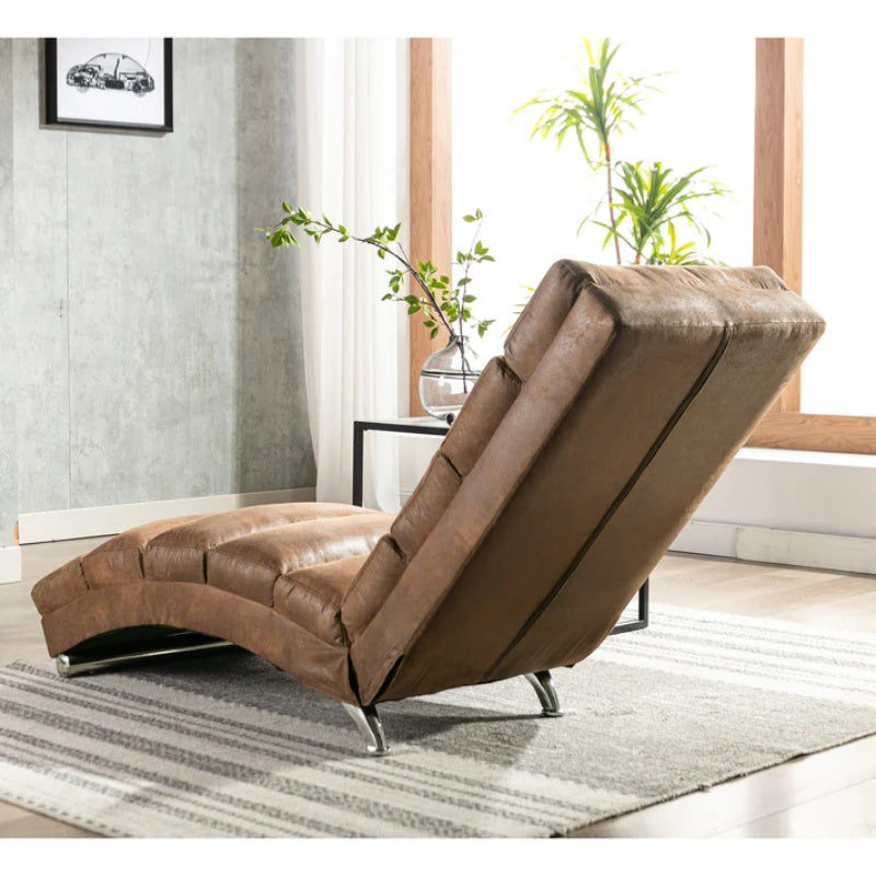 Linen Massage Chaise Lounge Indoor with Remote Control, Ergonomic Electric Massage Long Lounger, Coffee-海智集-Default-