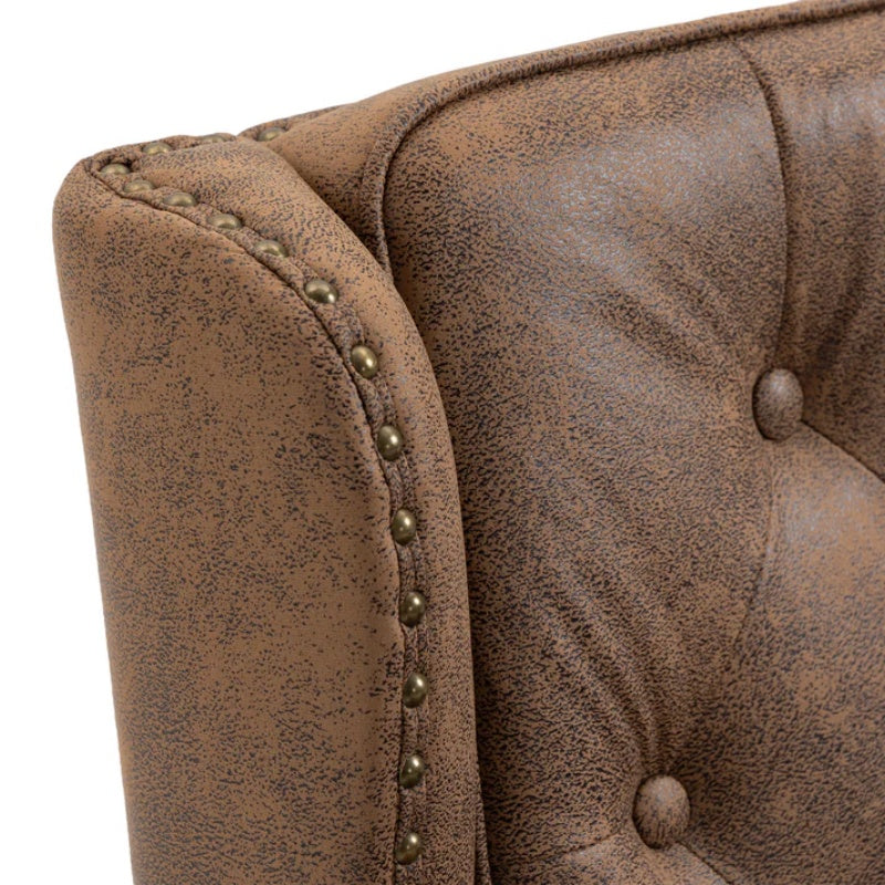 Modern Coffee Wood Frame Armchair with Sturdy Wood Legs and Microsuede Upholstery for Living Room-海智集-Default-