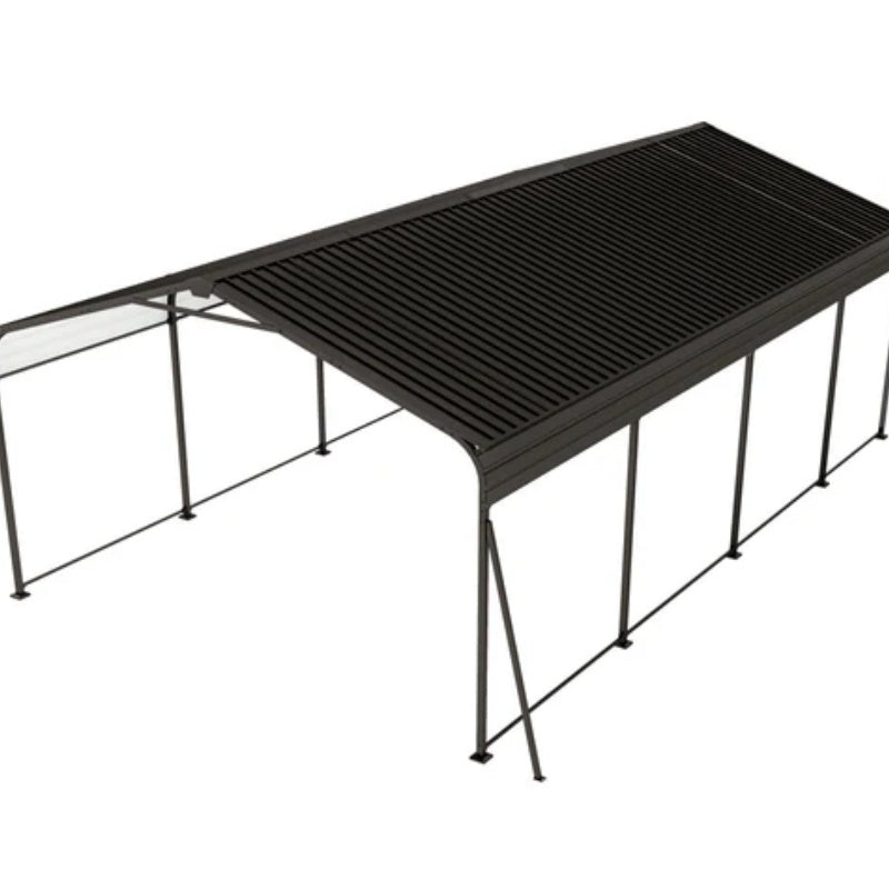 Metal Carport 12×20 Car Port, Outdoor Storage Heavy Duty Metal Canopy Multi-Use Garage Shed for Car and Truck, Carport Kit with Galvanized Steel Roof Building and Frame-海智集-Default-