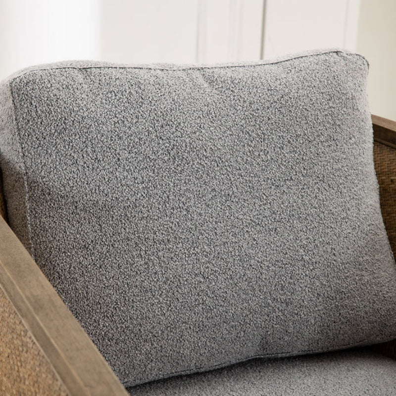 Swivel Barrel Chair, Comfy Round Accent Sofa Chair, 360 Degree Swivel, Gray Boucle, Solid Wood Frame-海智集-Default-