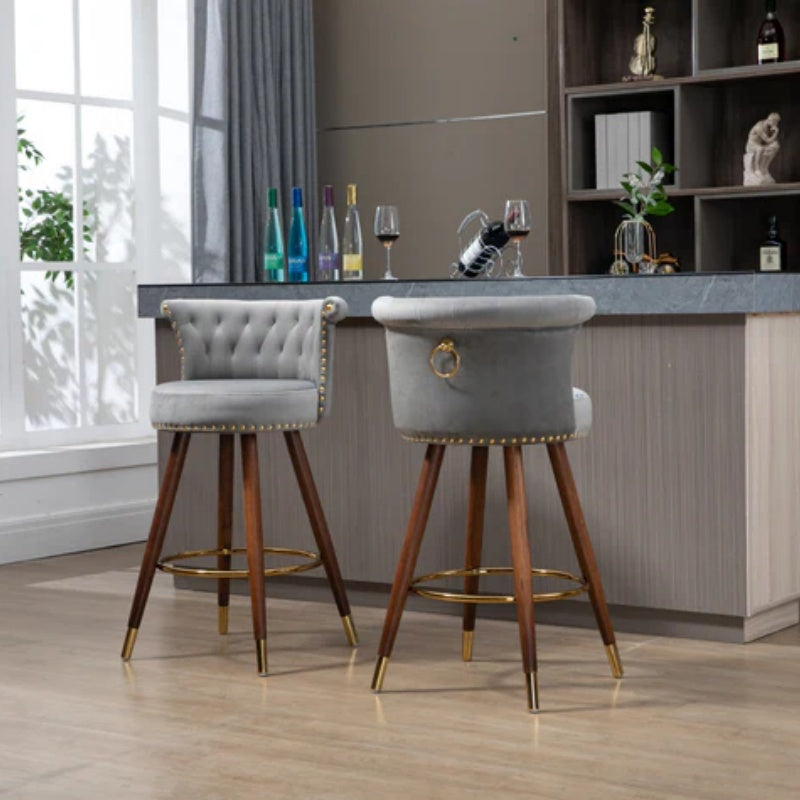 COOLMORE Swivel Bar Stools with Backrest Footrest ,with a fixed height of 360 degrees-海智集-Default-