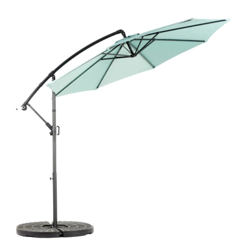 Best Choice Products 10ft Offset Hanging Market Patio Umbrella w/Easy Tilt Adjustment, Polyester Shade, 8 Ribs for Backyard, Poolside - ( Light green )(No Base)-海智集-Default-