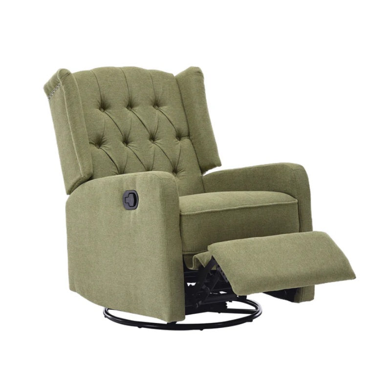 COOLMORE Rocking Recliner Chair,360 Degree Swivel Nursery Rocking Chair,Glider Chair,Modern Small Rocking Swivel Recliner Chair for Bedroom,Living Room Chair Home Theater Seat (Ovive Green)-海智集-Default-