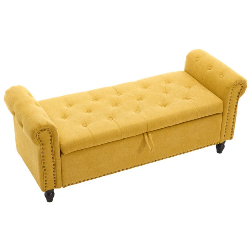 Coolmore Storage Ottoman 55.12 Inches Upholstered Fabric Storage Ottoman Bench,Button Tufted Ottoman with Storage for Living Room,Bedroom End of Bed Bench Withstands 275lbs-海智集-Default-