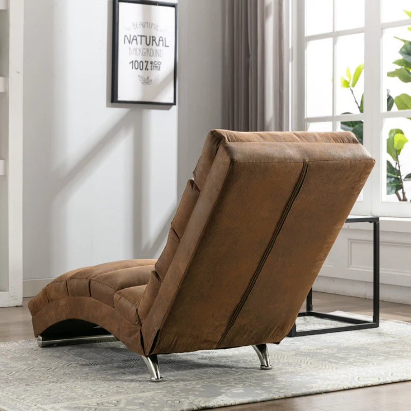 Linen Massage Chaise Lounge Indoor with Remote Control, Ergonomic Electric Massage Long Lounger, Coffee-海智集-Default-