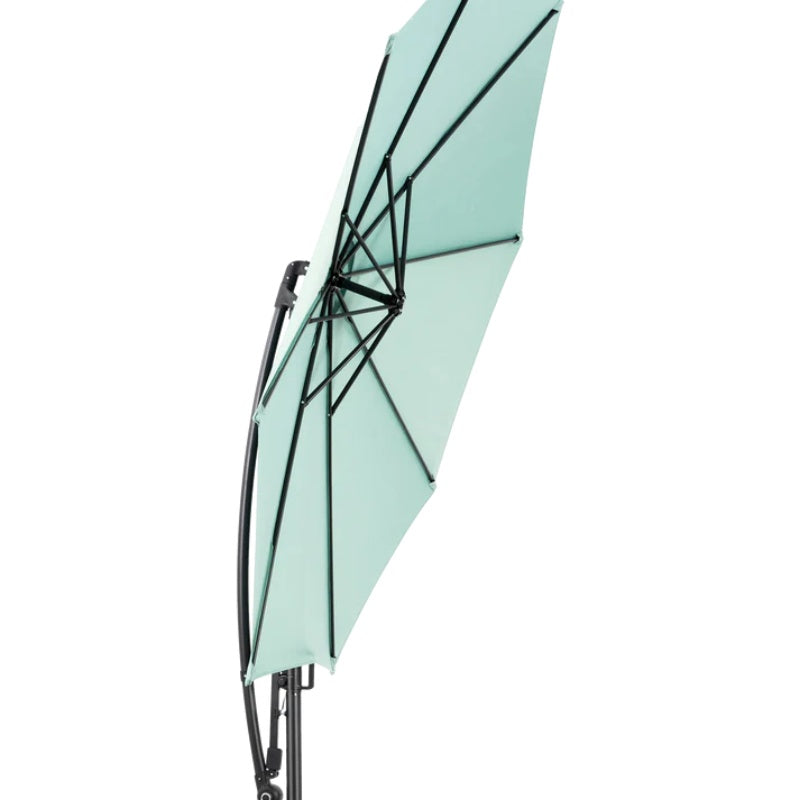 Best Choice Products 10ft Offset Hanging Market Patio Umbrella w/Easy Tilt Adjustment, Polyester Shade, 8 Ribs for Backyard, Poolside - ( Light green )(No Base)-海智集-Default-