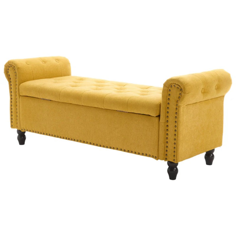 Coolmore Storage Ottoman 55.12 Inches Upholstered Fabric Storage Ottoman Bench,Button Tufted Ottoman with Storage for Living Room,Bedroom End of Bed Bench Withstands 275lbs-海智集-Default-