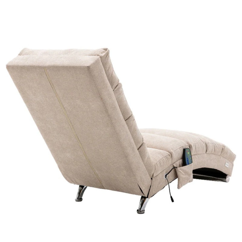 Linen Massage Chaise Lounge Indoor with Remote Control, Ergonomic Electric Massage Lounger in Beige-海智集-Default-