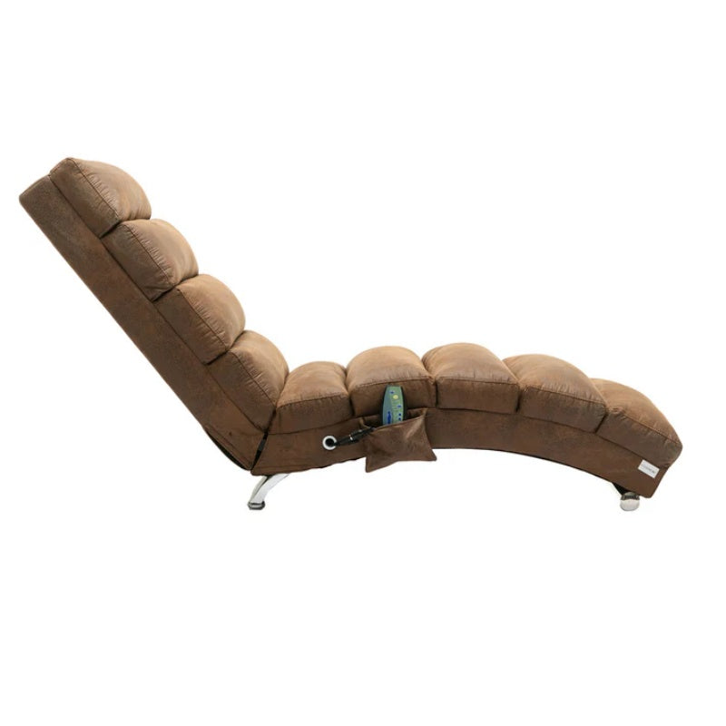 Linen Massage Chaise Lounge Indoor with Remote Control, Ergonomic Electric Massage Long Lounger, Coffee-海智集-Default-