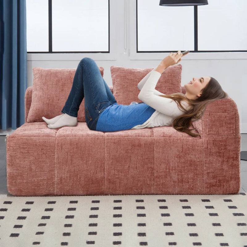 UNITED WE WIN Chenille Loveseat Sofa,Minimalist Modular Couches Sleeper for Living Room Bedroom Apartment Lounge-海智集-Default-