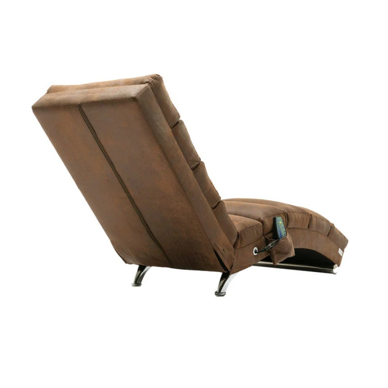 Linen Massage Chaise Lounge Indoor with Remote Control, Ergonomic Electric Massage Long Lounger, Coffee-海智集-Default-