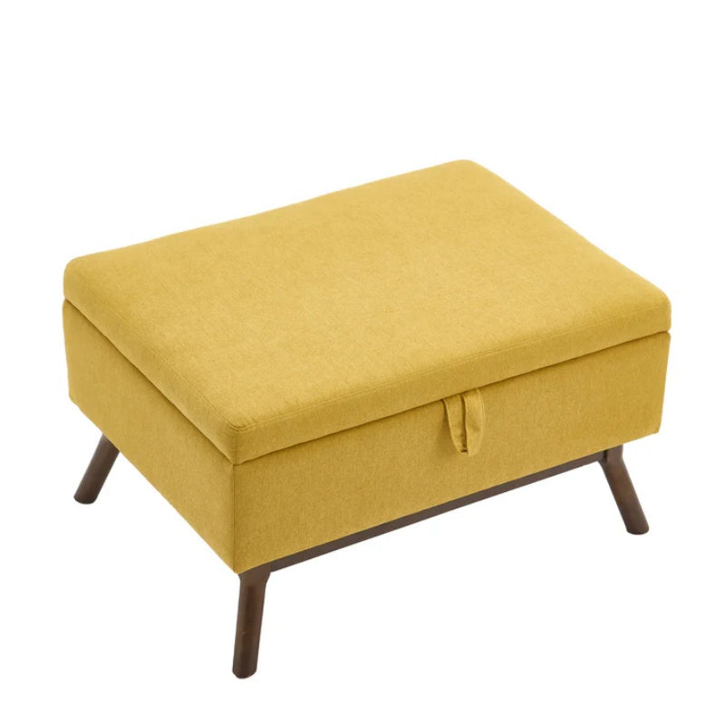 Mid-century modern square coffee table storage bench, assembled, suitable for living room, entryway and family room, used as a coffee table, stirrups, shoe bench-海智集-Default-