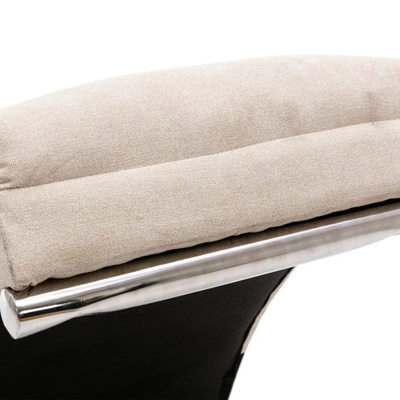 Linen Massage Chaise Lounge Indoor with Remote Control, Ergonomic Electric Massage Lounger in Beige-海智集-Default-