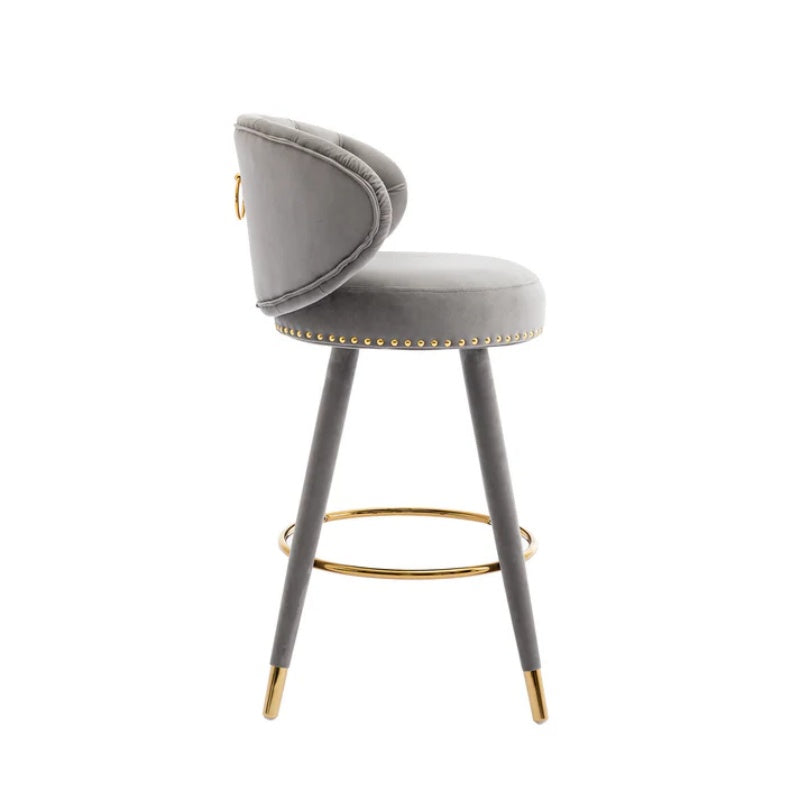 COOLMORE Counter Height Bar Stools Set of 2 for Kitchen Counter Solid Wood Legs with a fixed height of 360 degrees-海智集-Default-