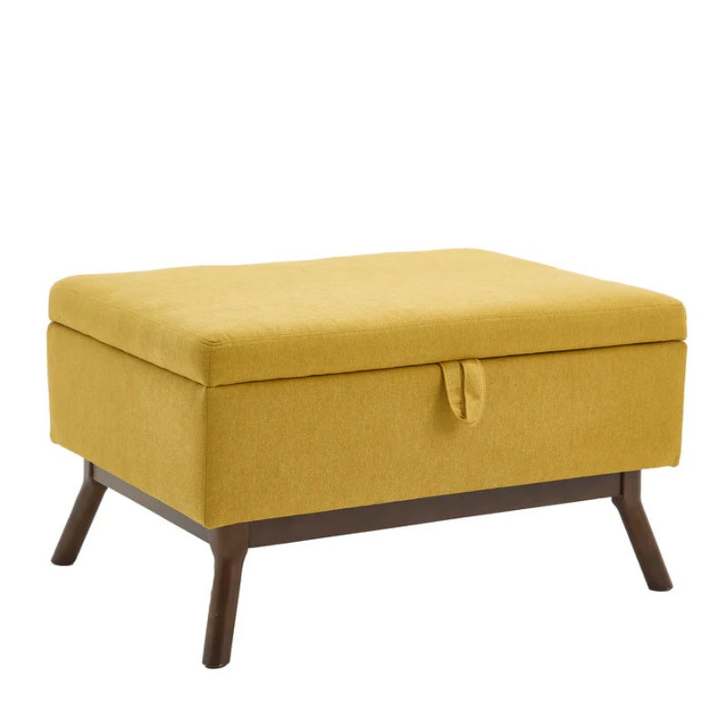 Mid-century modern square coffee table storage bench, assembled, suitable for living room, entryway and family room, used as a coffee table, stirrups, shoe bench-海智集-Default-