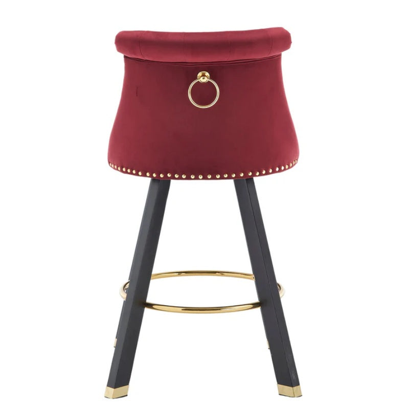 COOLMORE Set of 2,Back pull point design, velvet material, 360 degree rotation, back pull loop detachable design, rivet decoration, square foot wooden bar chair-海智集-Default-