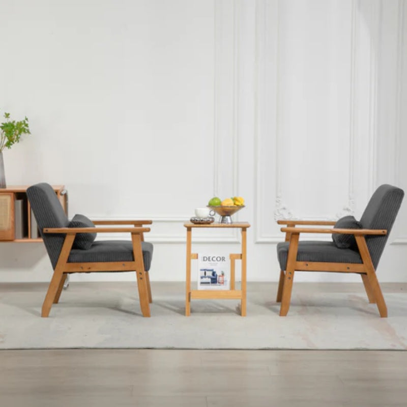 Leisure Chair with Solid Wood Armrest and Feet, Leisure chair, wood frame, velvet, l, solid rubber wood legs, Mid-Century Modern Accent chair, for Living Room Bedroom Studio chair,Two packs-海智集-Default-