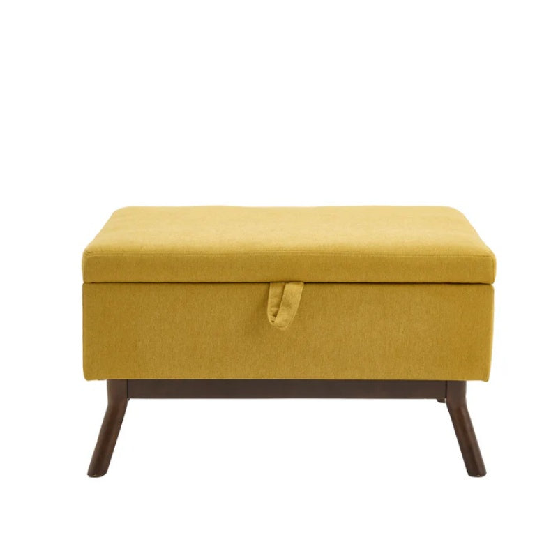 Mid-century modern square coffee table storage bench, assembled, suitable for living room, entryway and family room, used as a coffee table, stirrups, shoe bench-海智集-Default-