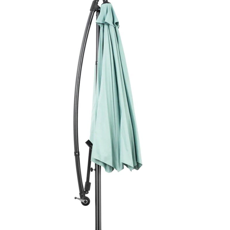 Best Choice Products 10ft Offset Hanging Market Patio Umbrella w/Easy Tilt Adjustment, Polyester Shade, 8 Ribs for Backyard, Poolside - ( Light green )(No Base)-海智集-Default-