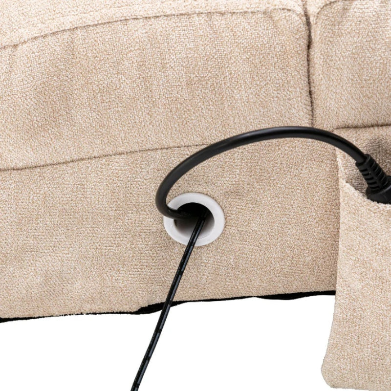 Linen Massage Chaise Lounge Indoor with Remote Control, Ergonomic Electric Massage Lounger in Beige-海智集-Default-
