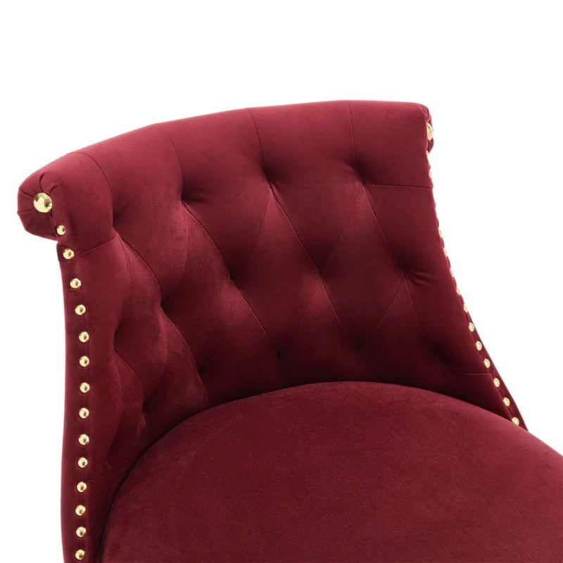 COOLMORE Set of 2,Back pull point design, velvet material, 360 degree rotation, back pull loop detachable design, rivet decoration, square foot wooden bar chair-海智集-Default-