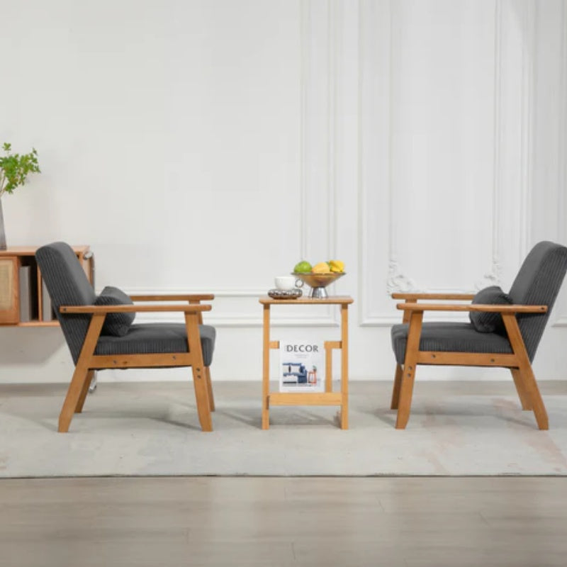 Leisure Chair with Solid Wood Armrest and Feet, Leisure chair, wood frame, velvet, l, solid rubber wood legs, Mid-Century Modern Accent chair, for Living Room Bedroom Studio chair,Two packs-海智集-Default-