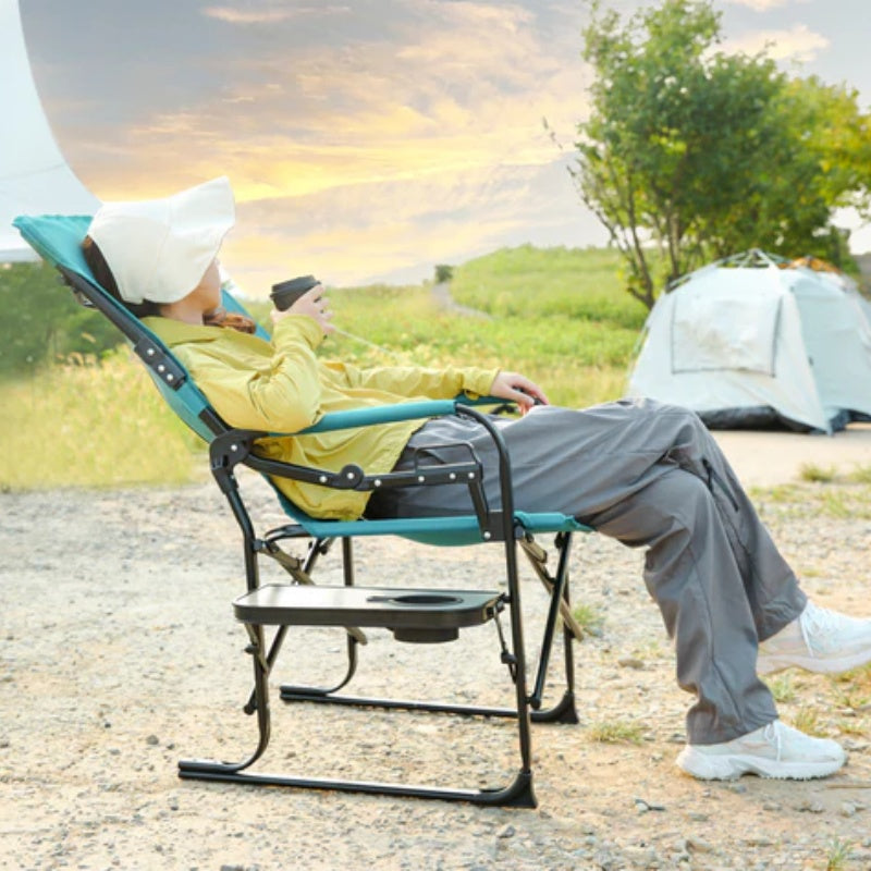 Camping Directors Chair, Heavy Duty,Oversized Portable Folding Chair with Side Table, Pocket for Beach, Fishing,Trip,Picnic,Lawn Blue-海智集-Default-