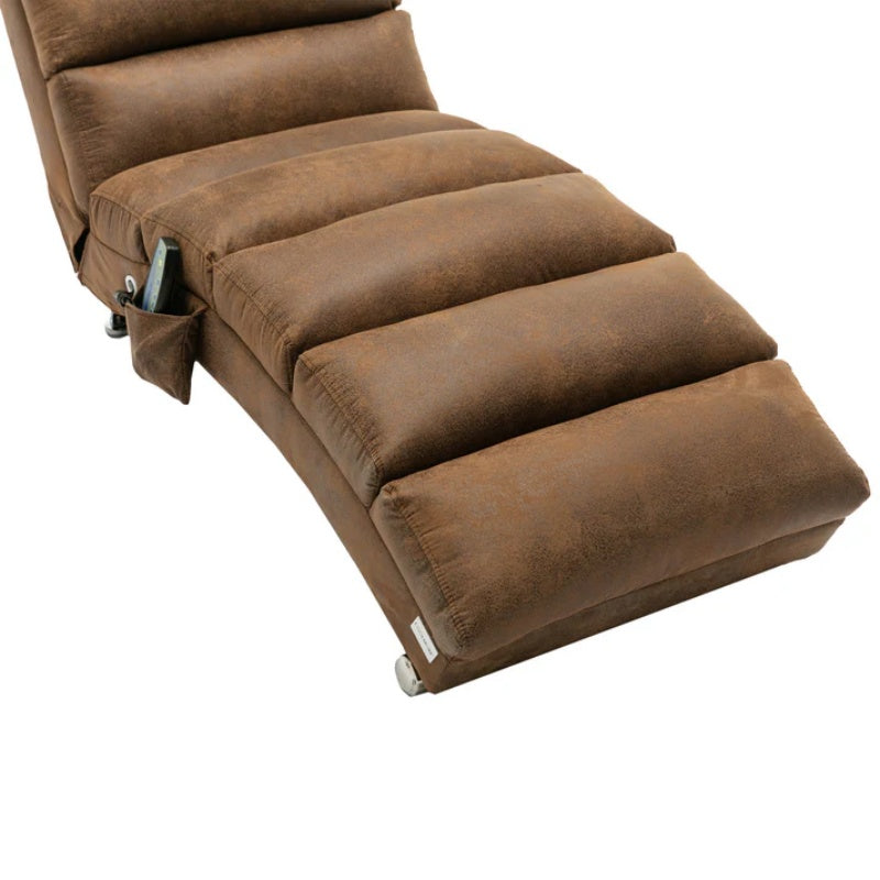 Linen Massage Chaise Lounge Indoor with Remote Control, Ergonomic Electric Massage Long Lounger, Coffee-海智集-Default-