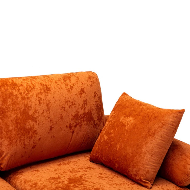 COOLMORE U-shape sectional sofa with Ottoman , Reversible Sofa Couch for Living Room,Spacious Furniture,Durable Couch Removable and machine washable cover (Orange Velvet)-海智集-Default-