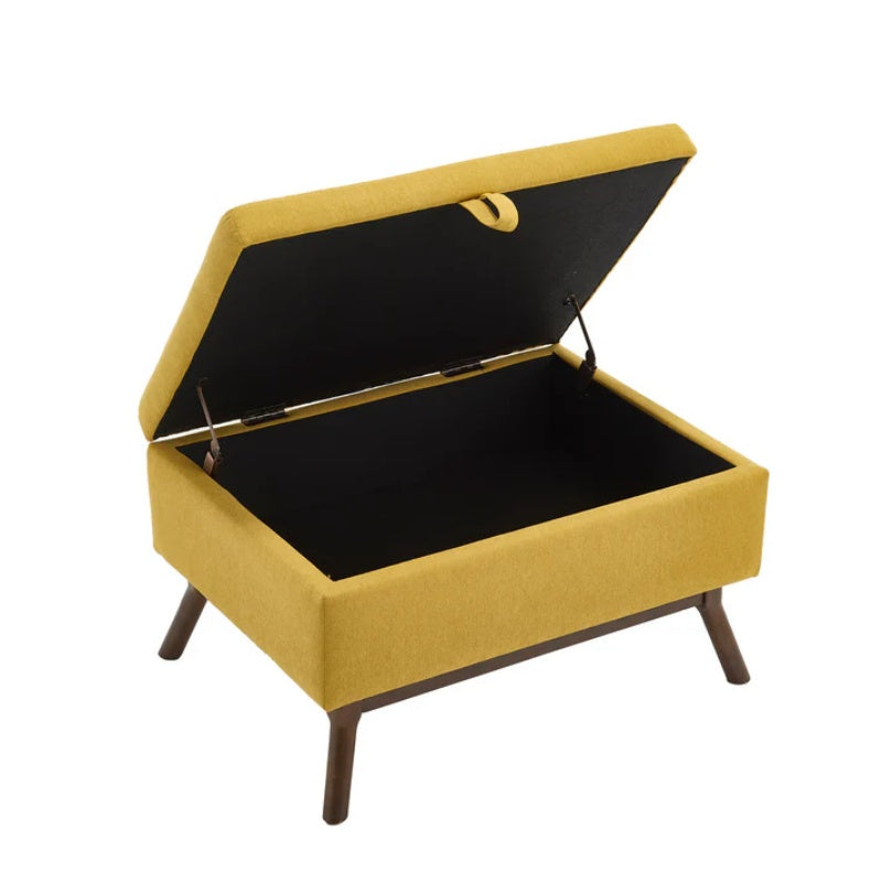 Mid-century modern square coffee table storage bench, assembled, suitable for living room, entryway and family room, used as a coffee table, stirrups, shoe bench-海智集-Default-