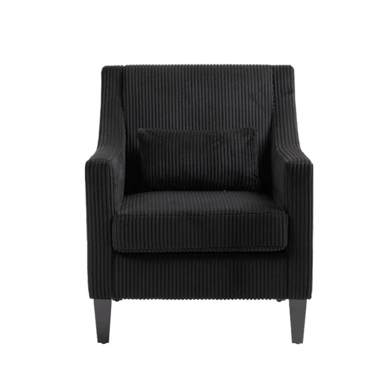 COOLMORE Modern Accent Chair,Upholstered Armchair with Scooped Arms for Bedroom,Apartment,Studio,Office,Waiting Room(Black Corduroy)-海智集-Default-