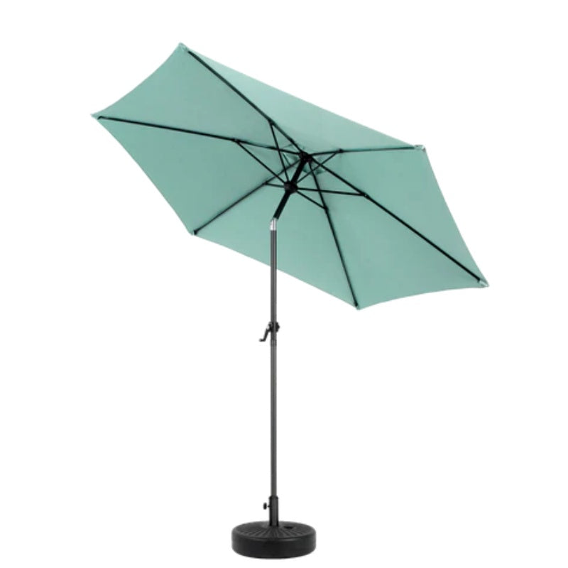9FT Outdoor Patio Umbrella Outdoor Table Umbrella with Push Button Tilt and Crank, Market Umbrella 6 Sturdy Ribs , Deck, Backyard, Pool (Base Not Included) - ( Light green )-海智集-Default-