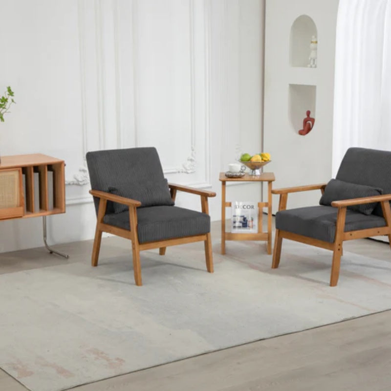Leisure Chair with Solid Wood Armrest and Feet, Leisure chair, wood frame, velvet, l, solid rubber wood legs, Mid-Century Modern Accent chair, for Living Room Bedroom Studio chair,Two packs-海智集-Default-