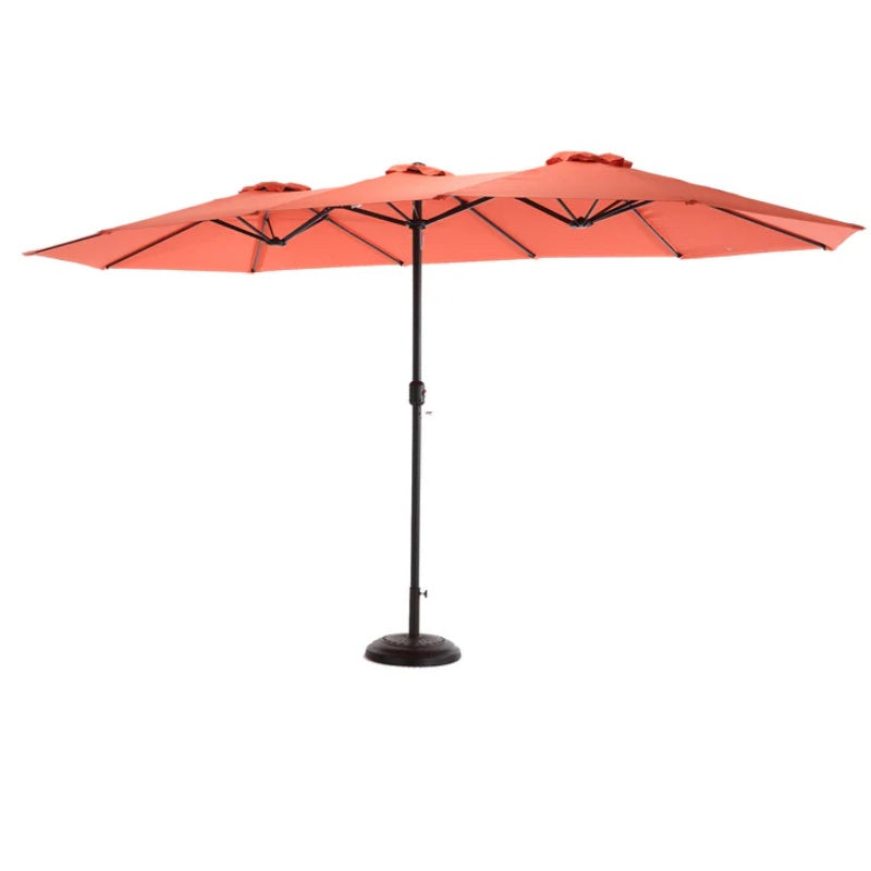 14.8 Ft Double Sided Outdoor Umbrella Rectangular Large with Crank ( Orange )(No Base)-海智集-Default-