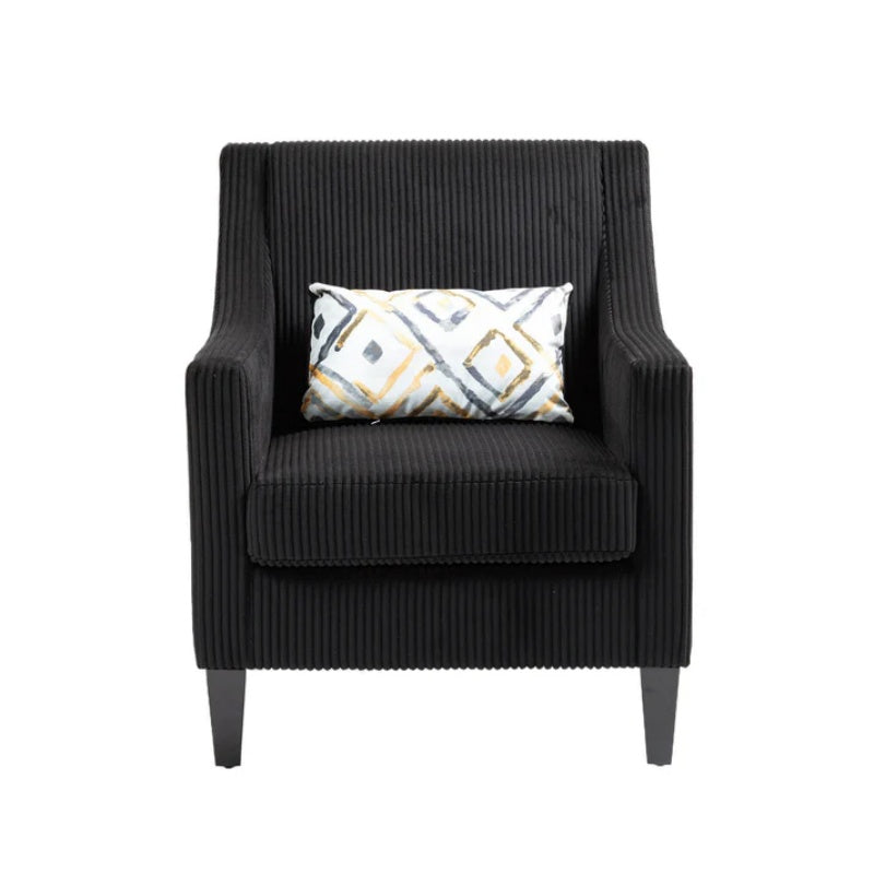 COOLMORE Modern Accent Chair,Upholstered Armchair with Scooped Arms for Bedroom,Apartment,Studio,Office,Waiting Room(Black Corduroy)-海智集-Default-