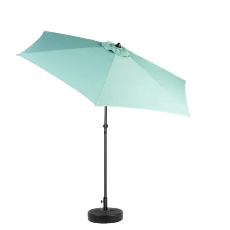 9FT Outdoor Patio Umbrella Outdoor Table Umbrella with Push Button Tilt and Crank, Market Umbrella 6 Sturdy Ribs , Deck, Backyard, Pool (Base Not Included) - ( Light green )-海智集-Default-