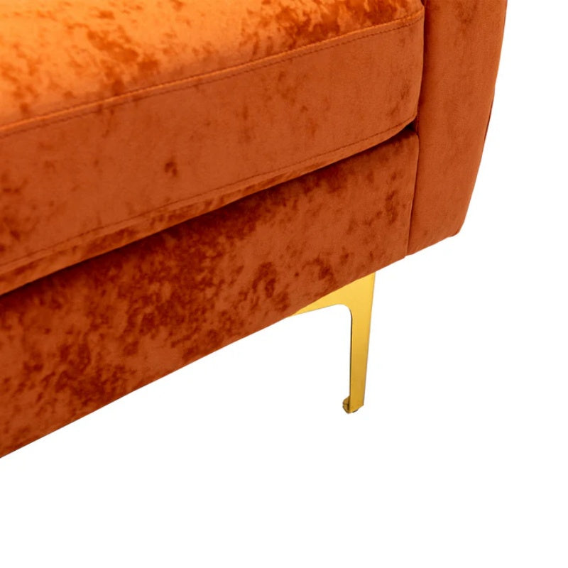 COOLMORE U-shape sectional sofa with Ottoman , Reversible Sofa Couch for Living Room,Spacious Furniture,Durable Couch Removable and machine washable cover (Orange Velvet)-海智集-Default-