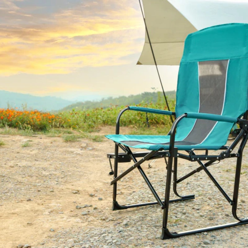 Camping Directors Chair, Heavy Duty,Oversized Portable Folding Chair with Side Table, Pocket for Beach, Fishing,Trip,Picnic,Lawn Blue-海智集-Default-